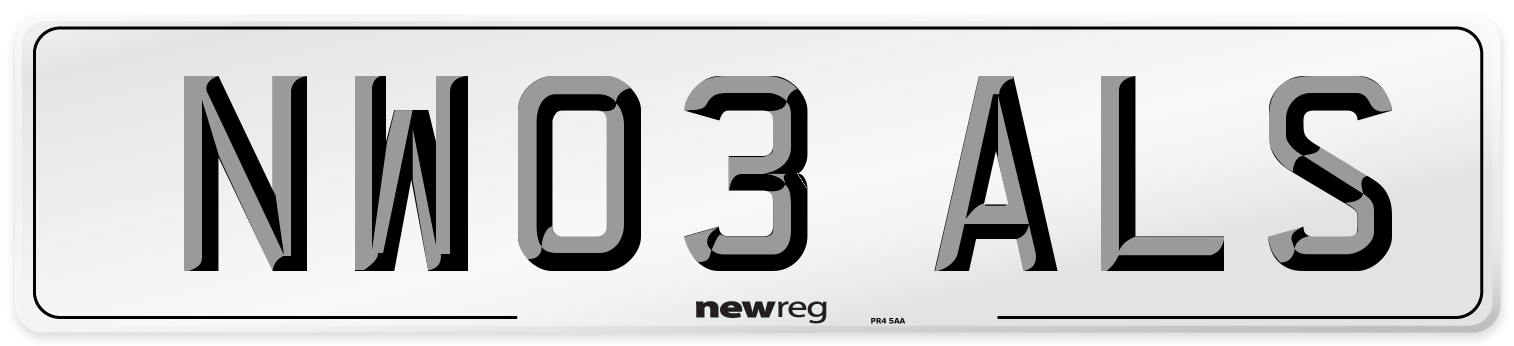 NW03 ALS Number Plate from New Reg
